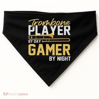 Trombone Player By Day Gamer By Night Band Trombone USA-Made Doggie Bandana