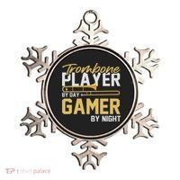 Trombone Player By Day Gamer By Night Band Trombone Ornament thumb 0