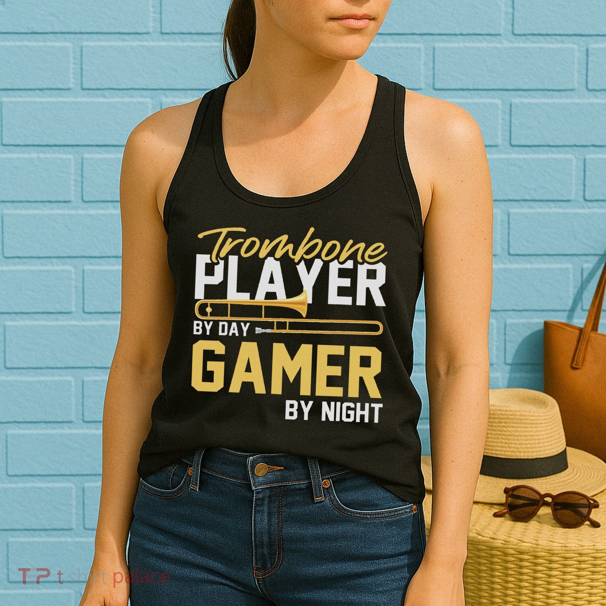 Trombone Player By Day Gamer By Night Band Trombone Women's Tank Top