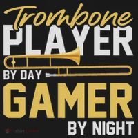 Trombone Player By Day Gamer By Night Band Trombone Baby Bodysuit thumb 2