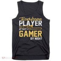Trombone Player By Day Gamer By Night Band Trombone Tank Top thumb 0