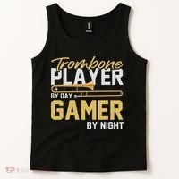Trombone Player By Day Gamer By Night Band Trombone Tank Top thumb 2