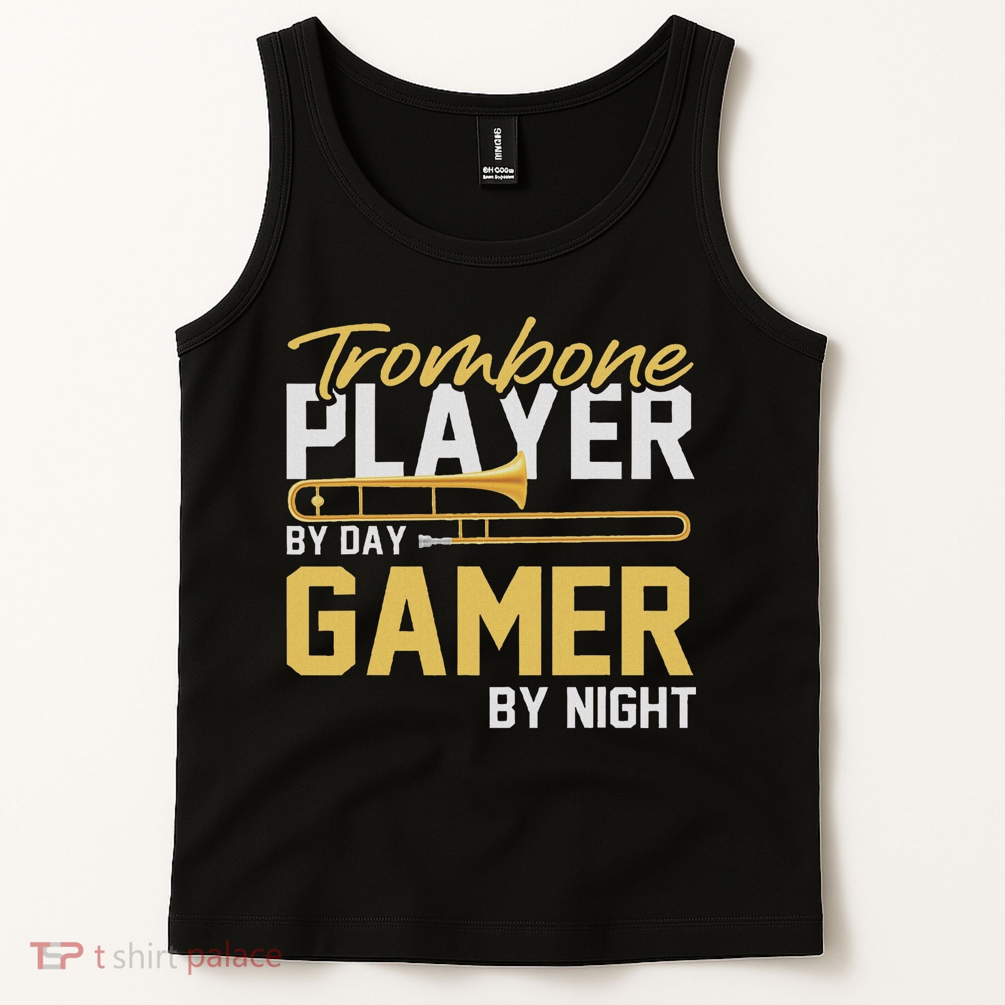 Trombone Player By Day Gamer By Night Band Trombone Tank Top