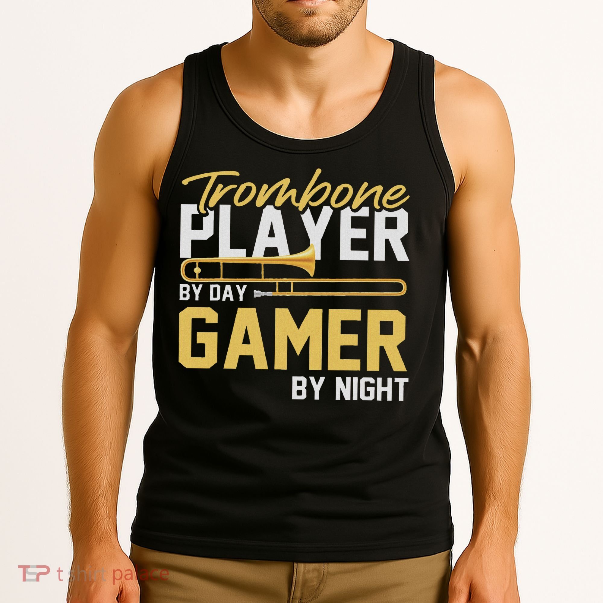 Trombone Player By Day Gamer By Night Band Trombone Tank Top