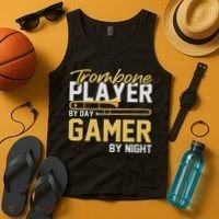 Trombone Player By Day Gamer By Night Band Trombone Tank Top thumb 4
