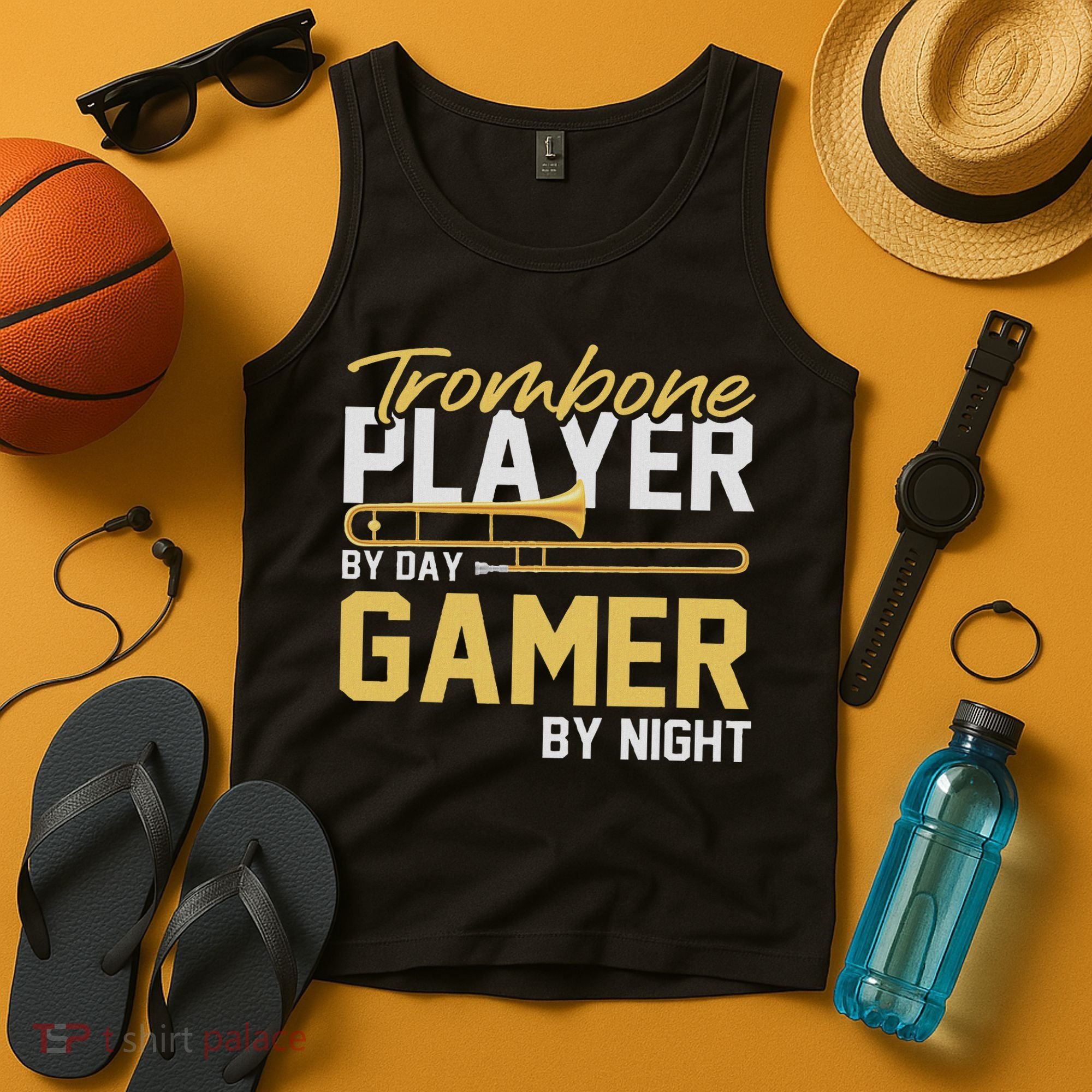 Trombone Player By Day Gamer By Night Band Trombone Tank Top