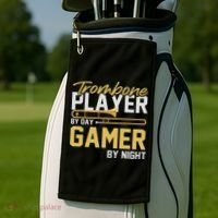 Trombone Player By Day Gamer By Night Band Trombone Golf Towel thumb 2