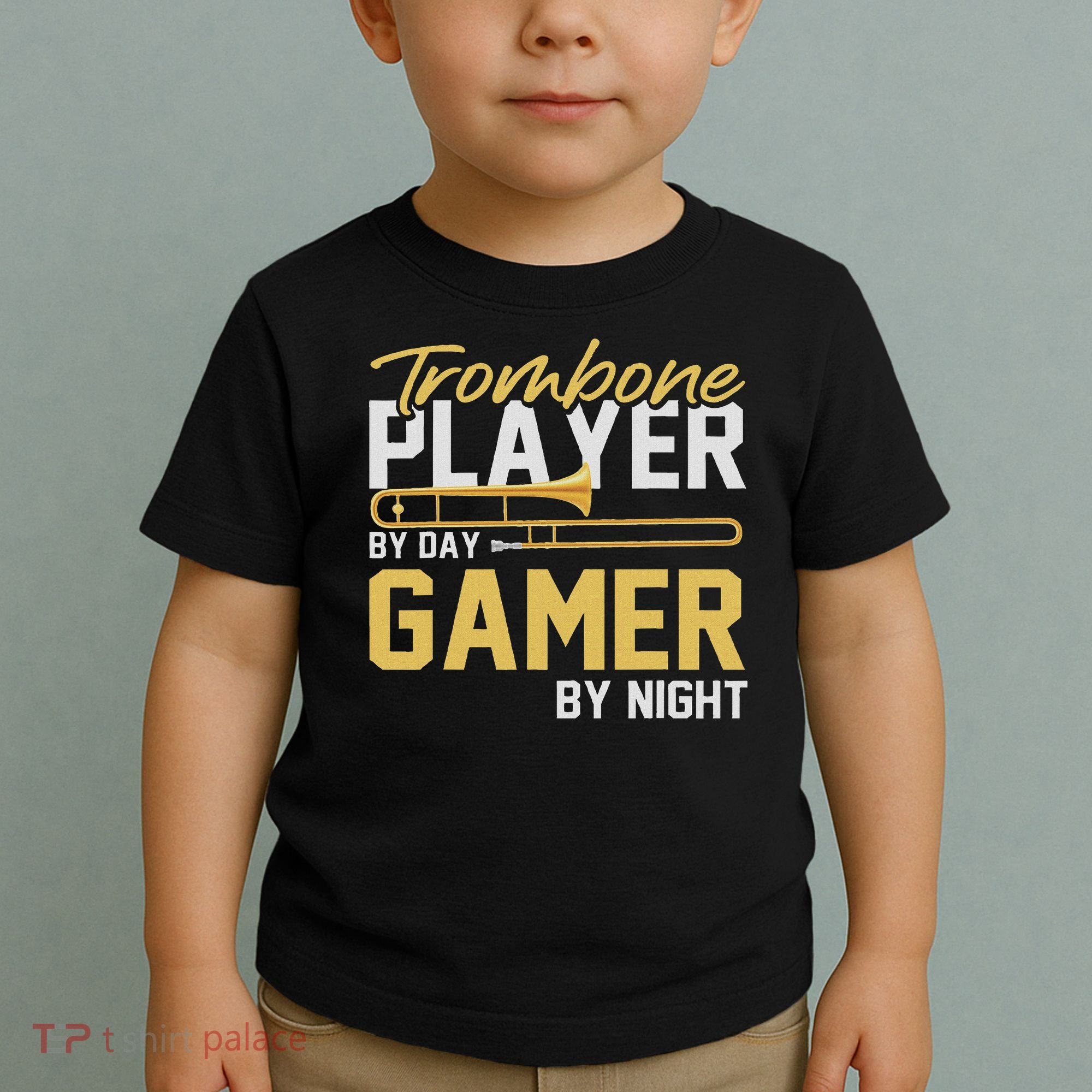 Trombone Player By Day Gamer By Night Band Trombone Toddler T-Shirt