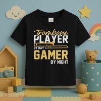 Trombone Player By Day Gamer By Night Band Trombone Toddler T-Shirt thumb 3