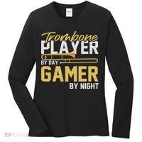 Trombone Player By Day Gamer By Night Band Trombone Women's Long Sleeve Shirt thumb 0