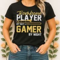 Trombone Player By Day Gamer By Night Band Trombone Women's T-Shirt thumb 2