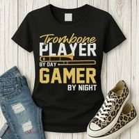 Trombone Player By Day Gamer By Night Band Trombone Women's T-Shirt thumb 3