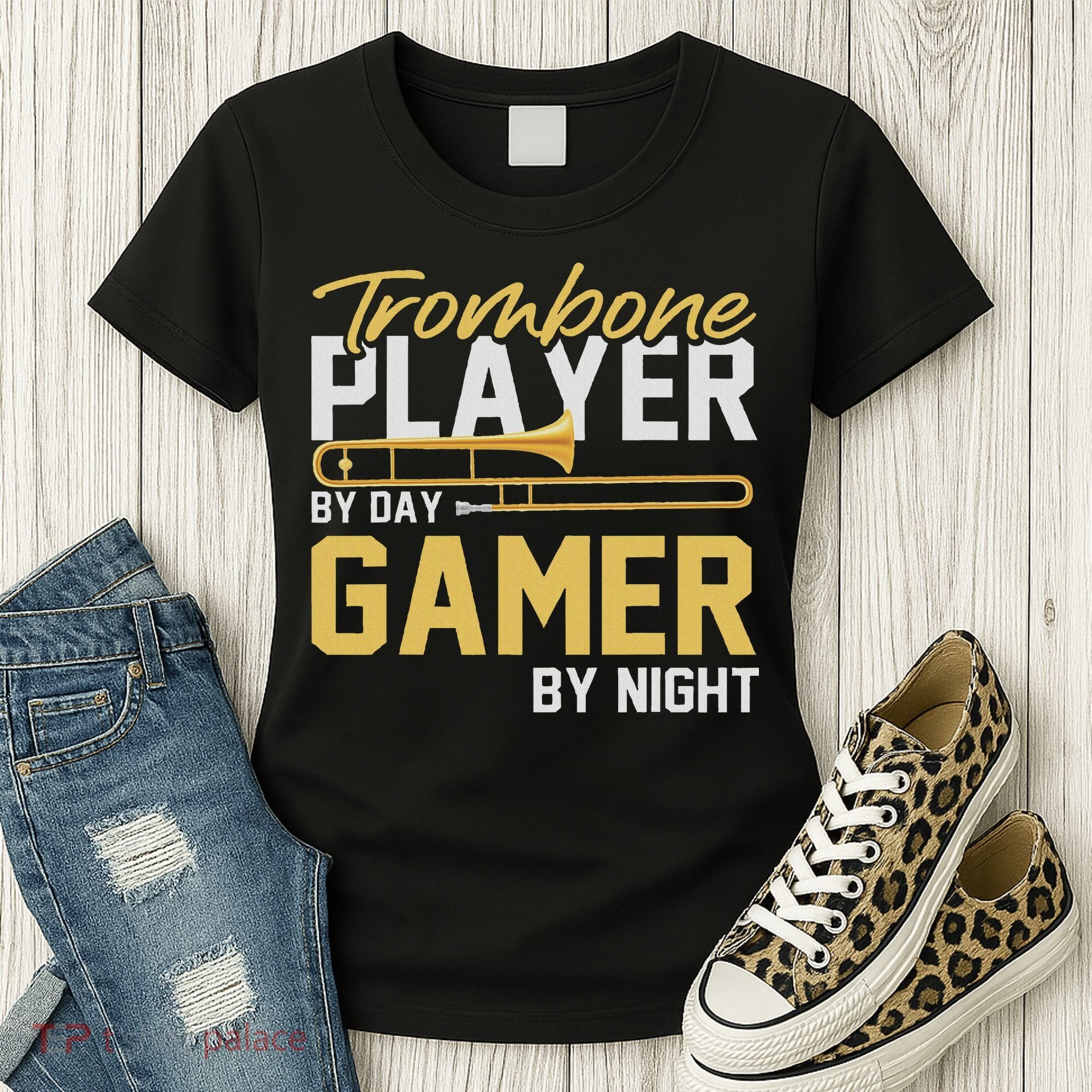 Trombone Player By Day Gamer By Night Band Trombone Women's T-Shirt