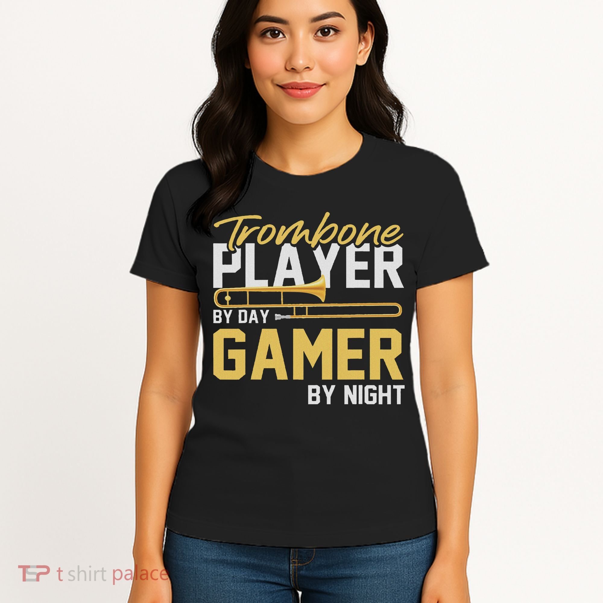 Trombone Player By Day Gamer By Night Band Trombone Women's T-Shirt