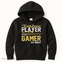 Trombone Player By Day Gamer By Night Band Trombone Kids Hoodie thumb 0