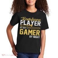 Trombone Player By Day Gamer By Night Band Trombone Kids T-Shirt thumb 2