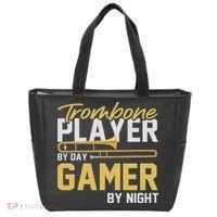 Trombone Player By Day Gamer By Night Band Trombone Tote Bag thumb 0