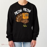Turkey Paper Bag Meow Funny Thanksgiving Cat Women's Sweatshirt thumb 0