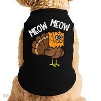 Turkey Paper Bag Meow Funny Thanksgiving Cat Doggie Tank thumb 0