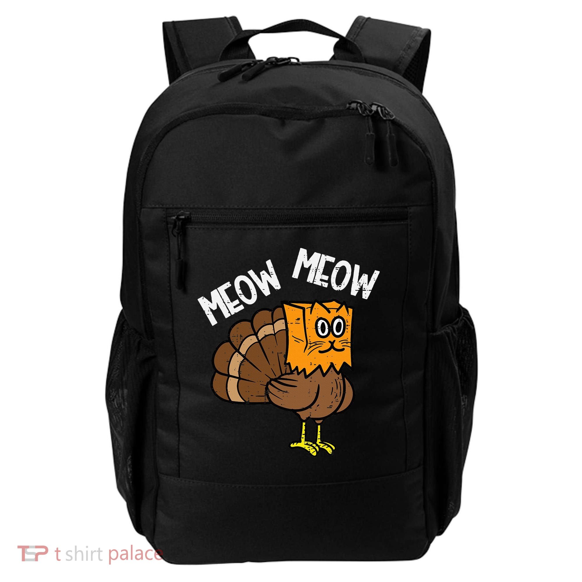 Turkey Paper Bag Meow Funny Thanksgiving Cat Backpack
