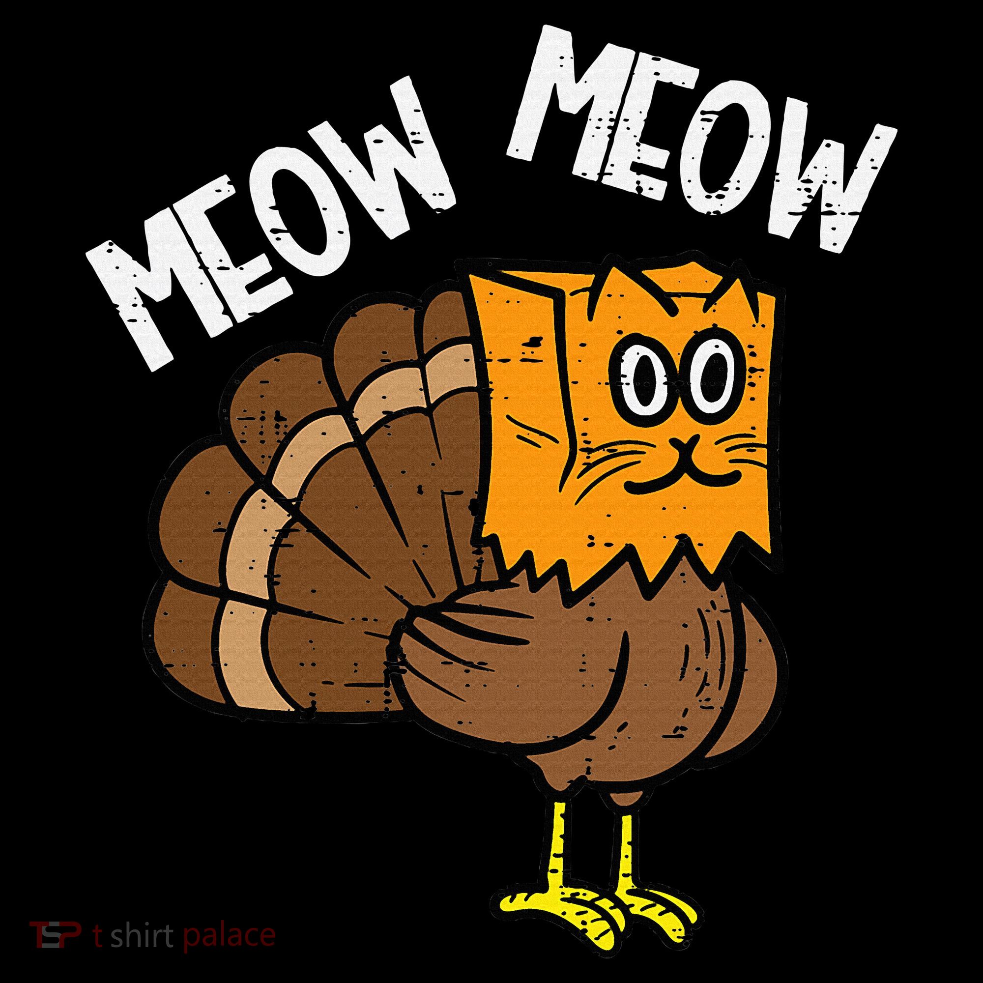 Turkey Paper Bag Meow Funny Thanksgiving Cat Women's Hoodie