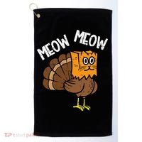 Turkey Paper Bag Meow Funny Thanksgiving Cat Golf Towel thumb 0