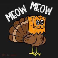 Turkey Paper Bag Meow Funny Thanksgiving Cat Cropped Pullover Crew thumb 4
