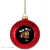 Turkey Paper Bag Meow Funny Thanksgiving Cat Plastic Christmas Ball Ornament thumb 0