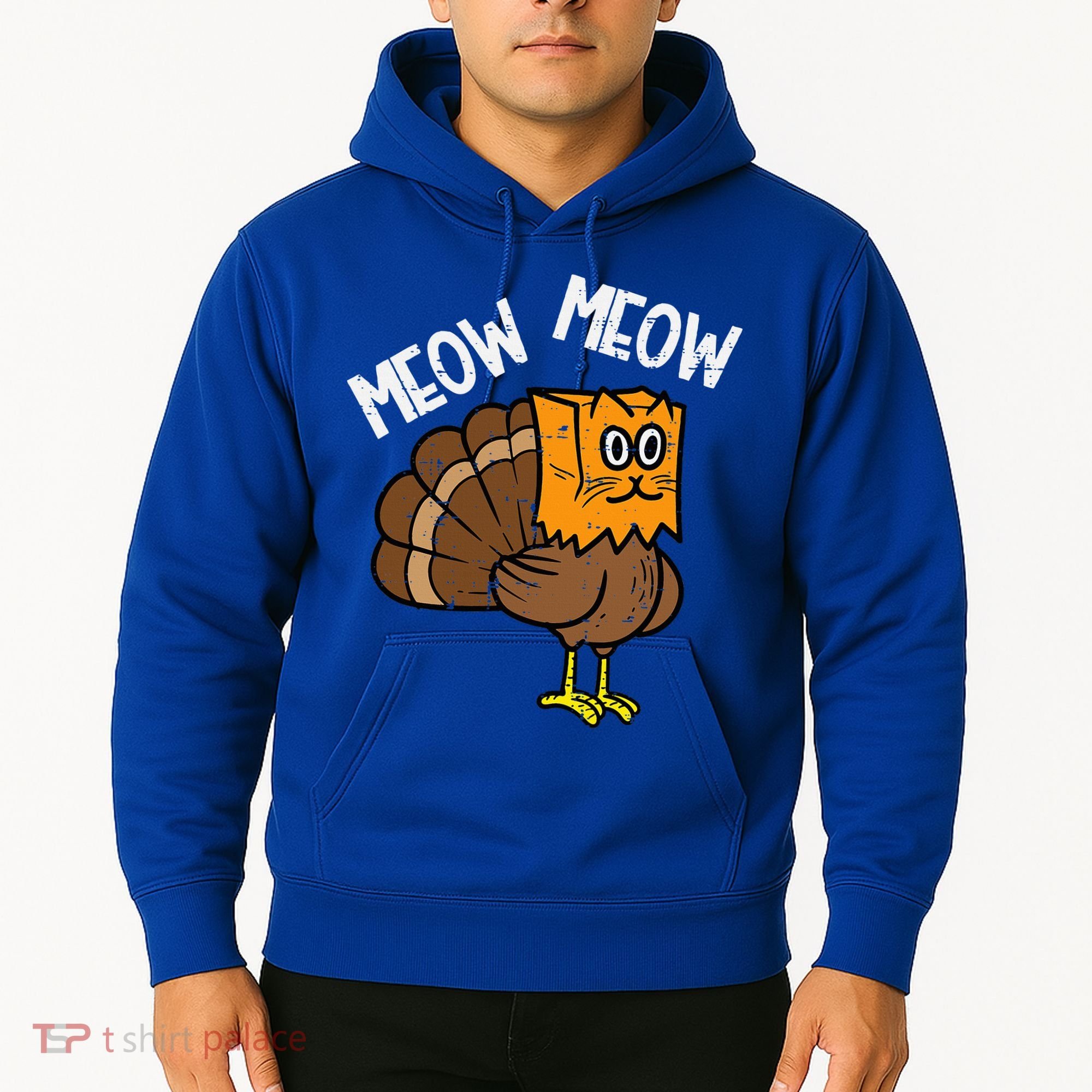 Turkey Paper Bag Meow Funny Thanksgiving Cat Hoodie
