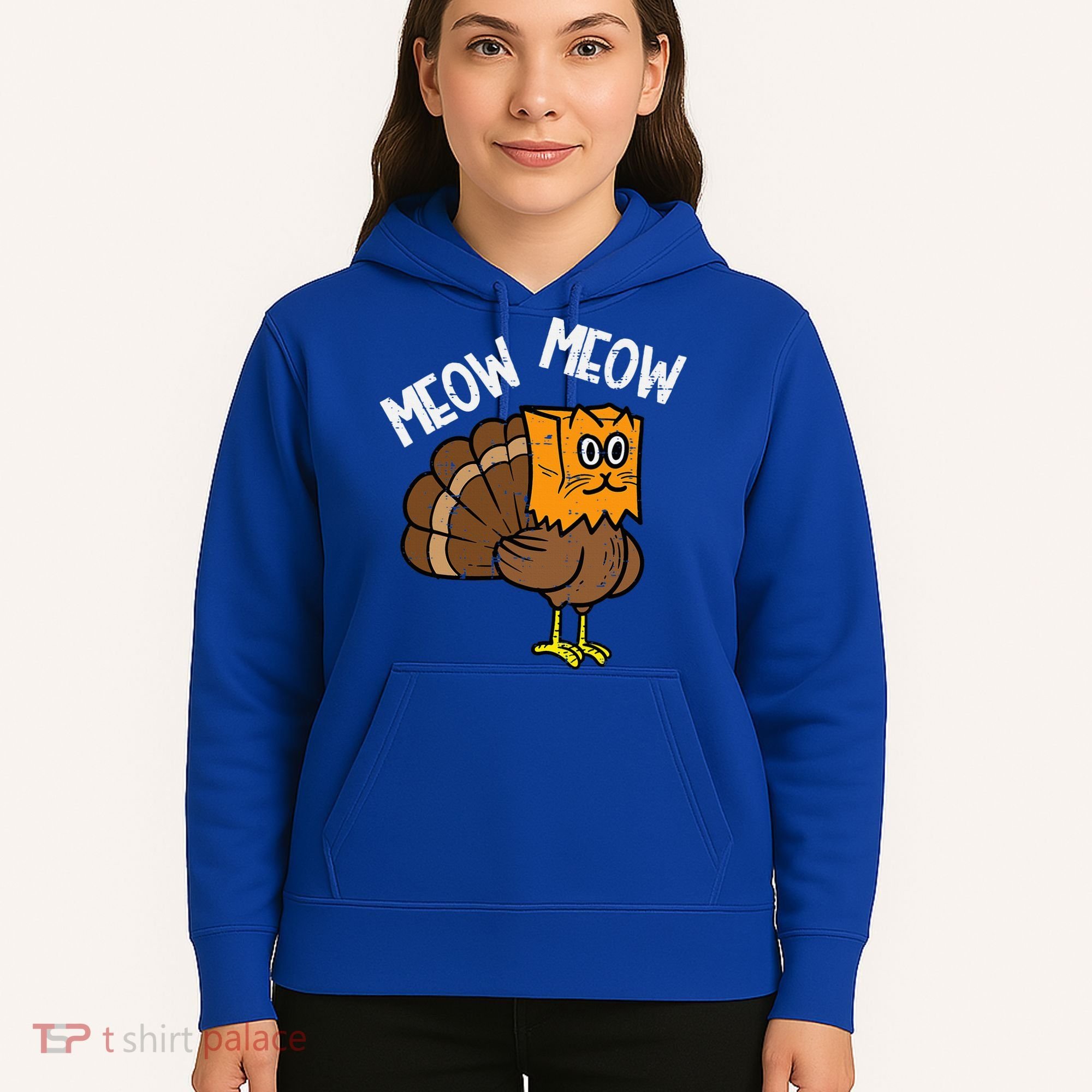 Turkey Paper Bag Meow Funny Thanksgiving Cat Hoodie