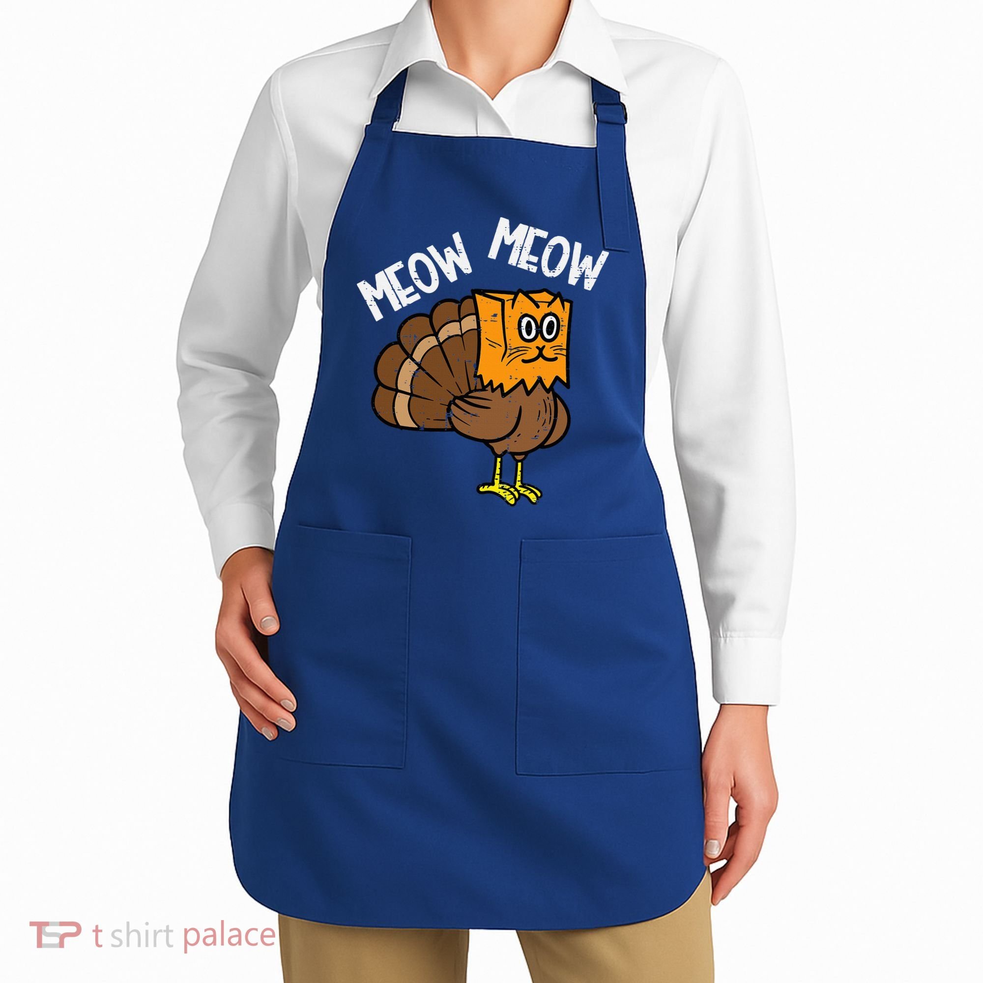 Turkey Paper Bag Meow Funny Thanksgiving Cat Apron