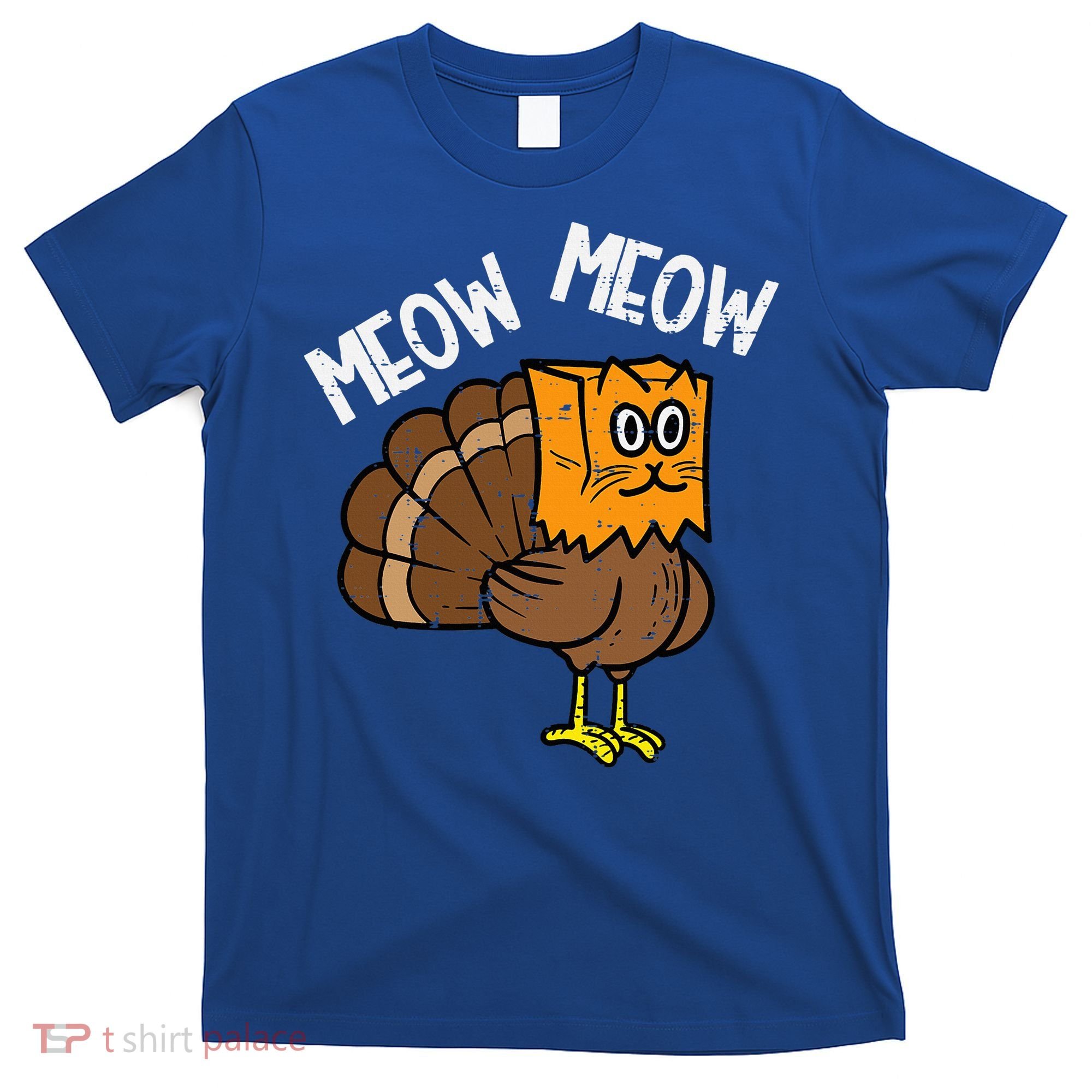 Turkey Paper Bag Meow Funny Thanksgiving Cat T-Shirt