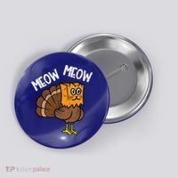 Turkey Paper Bag Meow Funny Thanksgiving Cat Button thumb 0