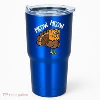 Turkey Paper Bag Meow Funny Thanksgiving Cat Tumbler thumb 0