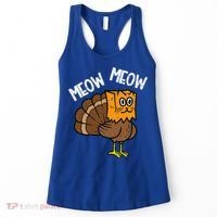 Turkey Paper Bag Meow Funny Thanksgiving Cat Women's Tank Top thumb 0
