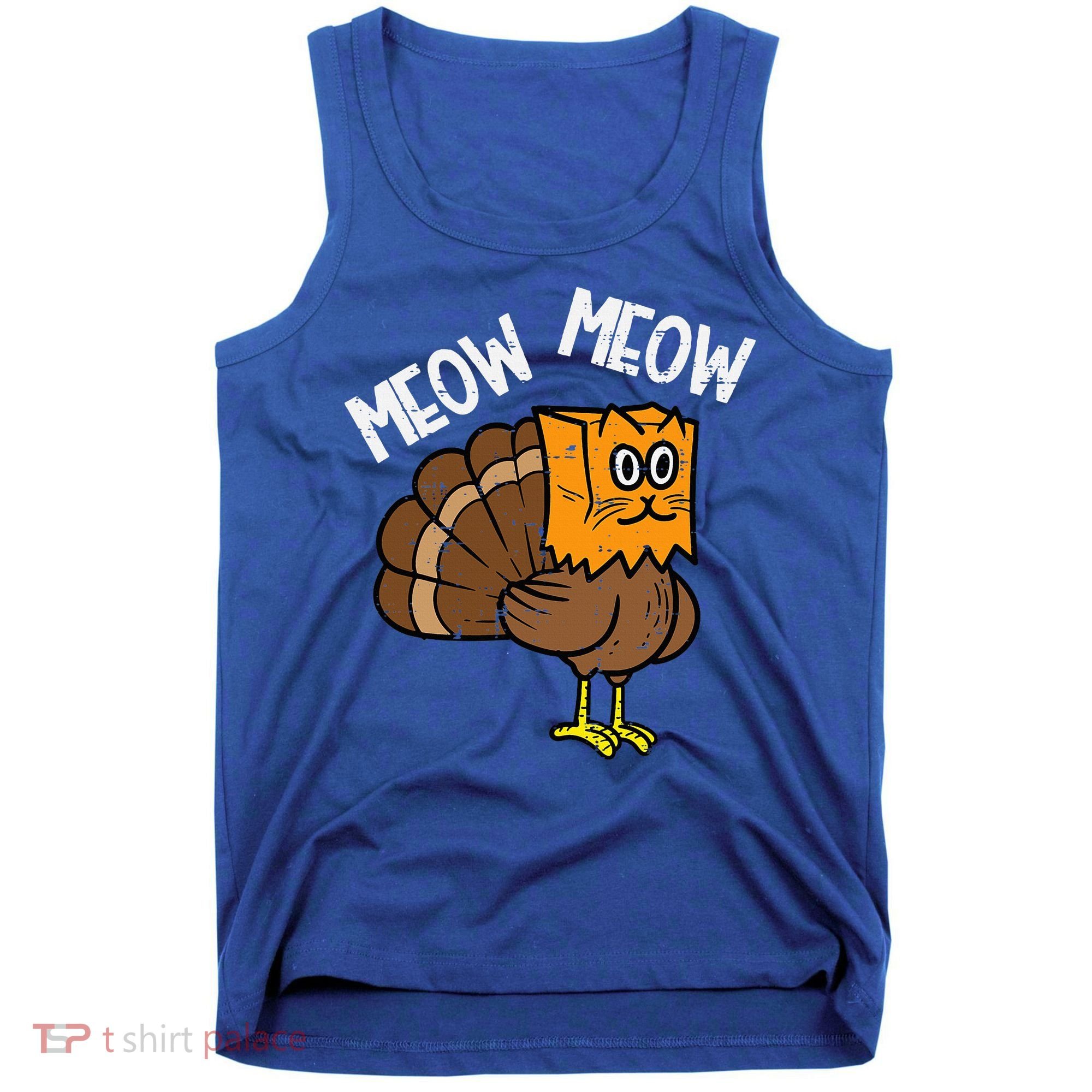 Turkey Paper Bag Meow Funny Thanksgiving Cat Tank Top