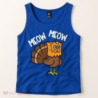 Turkey Paper Bag Meow Funny Thanksgiving Cat Tank Top thumb 2