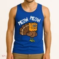 Turkey Paper Bag Meow Funny Thanksgiving Cat Tank Top thumb 3