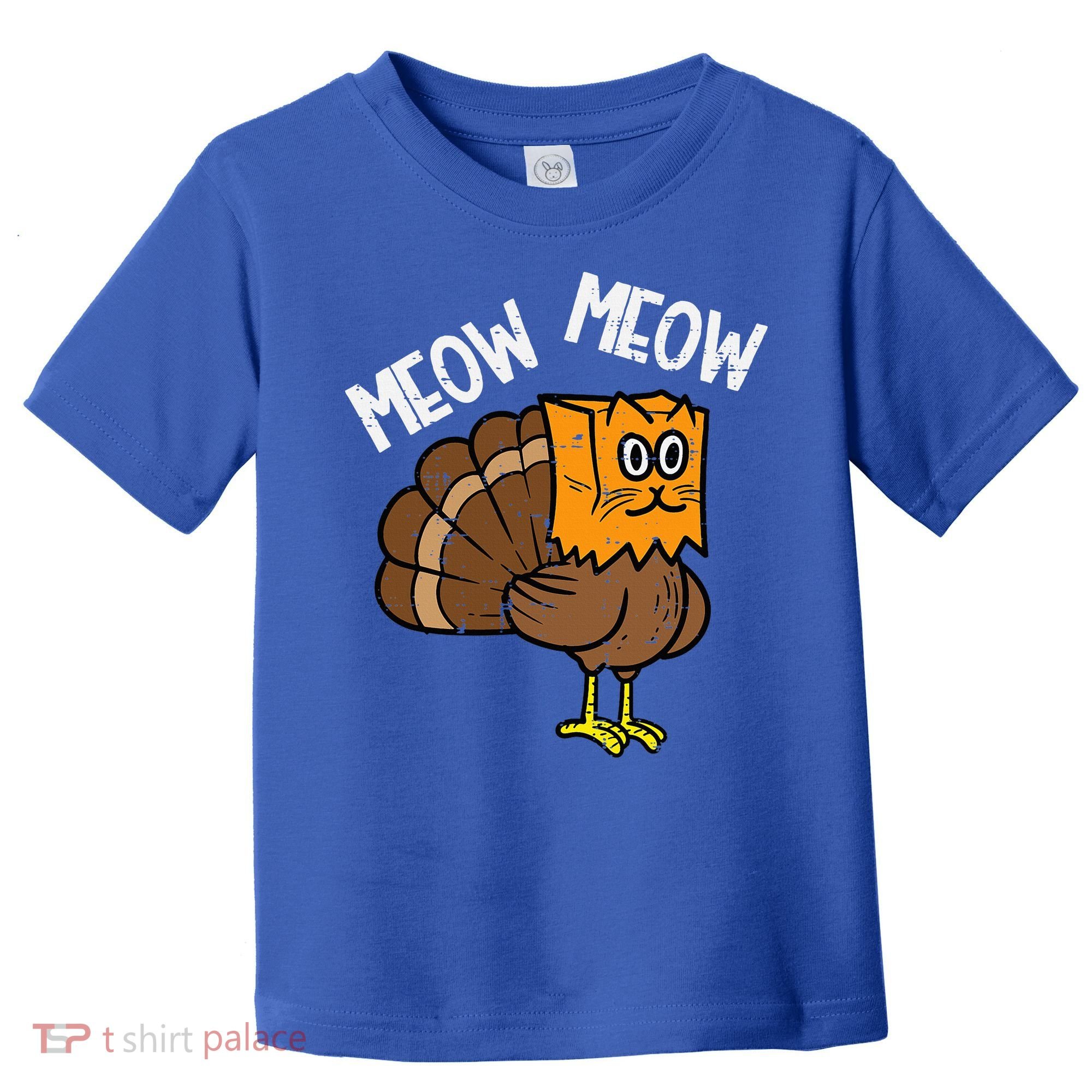 Turkey Paper Bag Meow Funny Thanksgiving Cat Toddler T-Shirt
