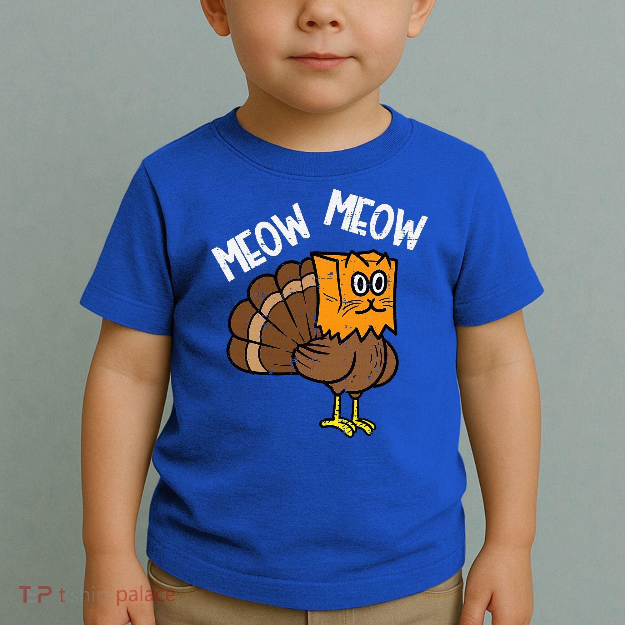 Turkey Paper Bag Meow Funny Thanksgiving Cat Toddler T-Shirt