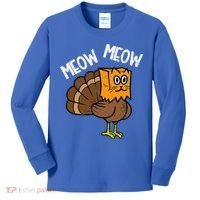 Turkey Paper Bag Meow Funny Thanksgiving Cat Kids Long Sleeve Shirt thumb 0