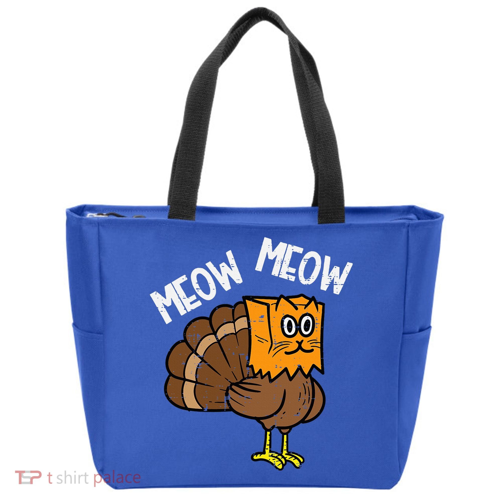 Turkey Paper Bag Meow Funny Thanksgiving Cat Tote Bag