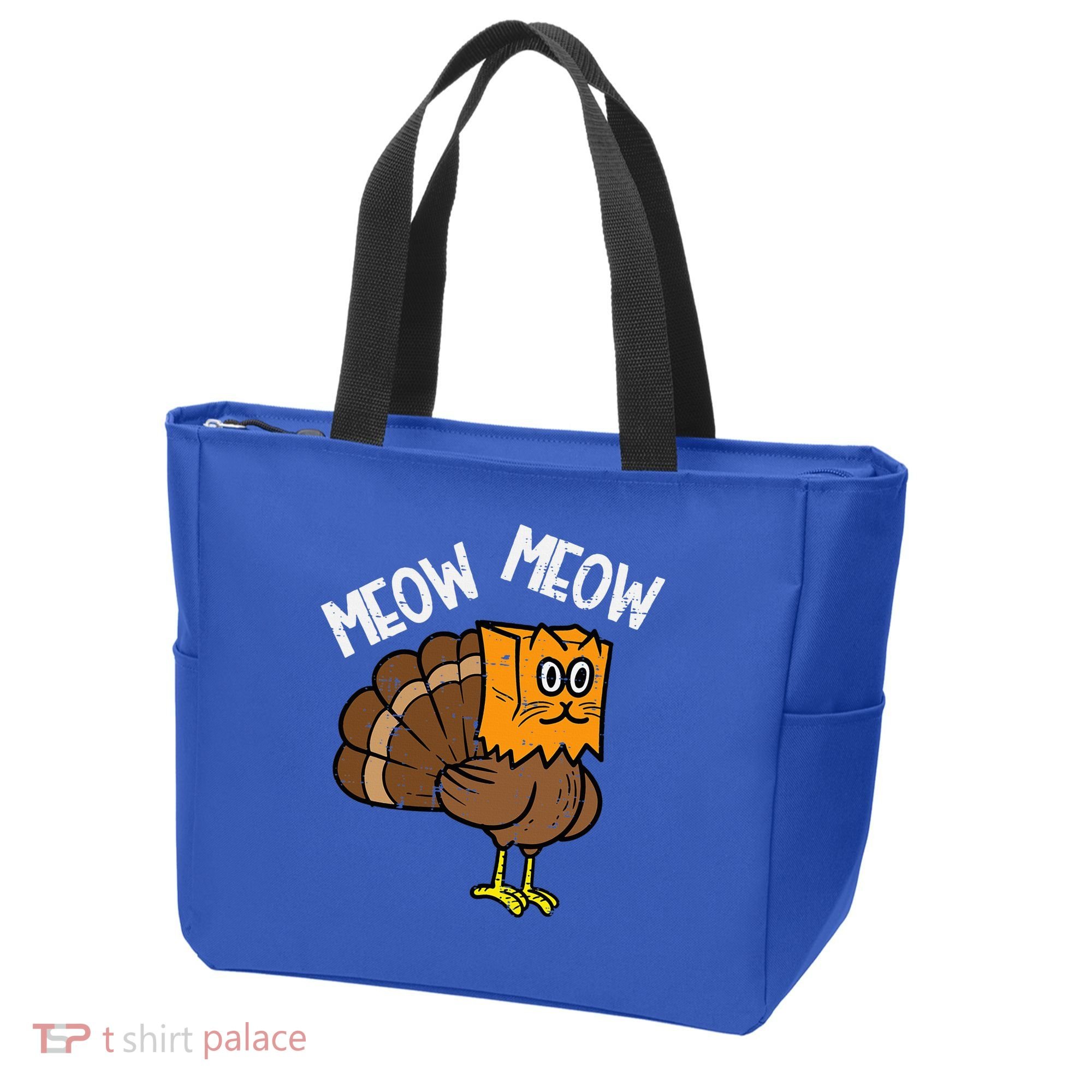 Turkey Paper Bag Meow Funny Thanksgiving Cat Tote Bag