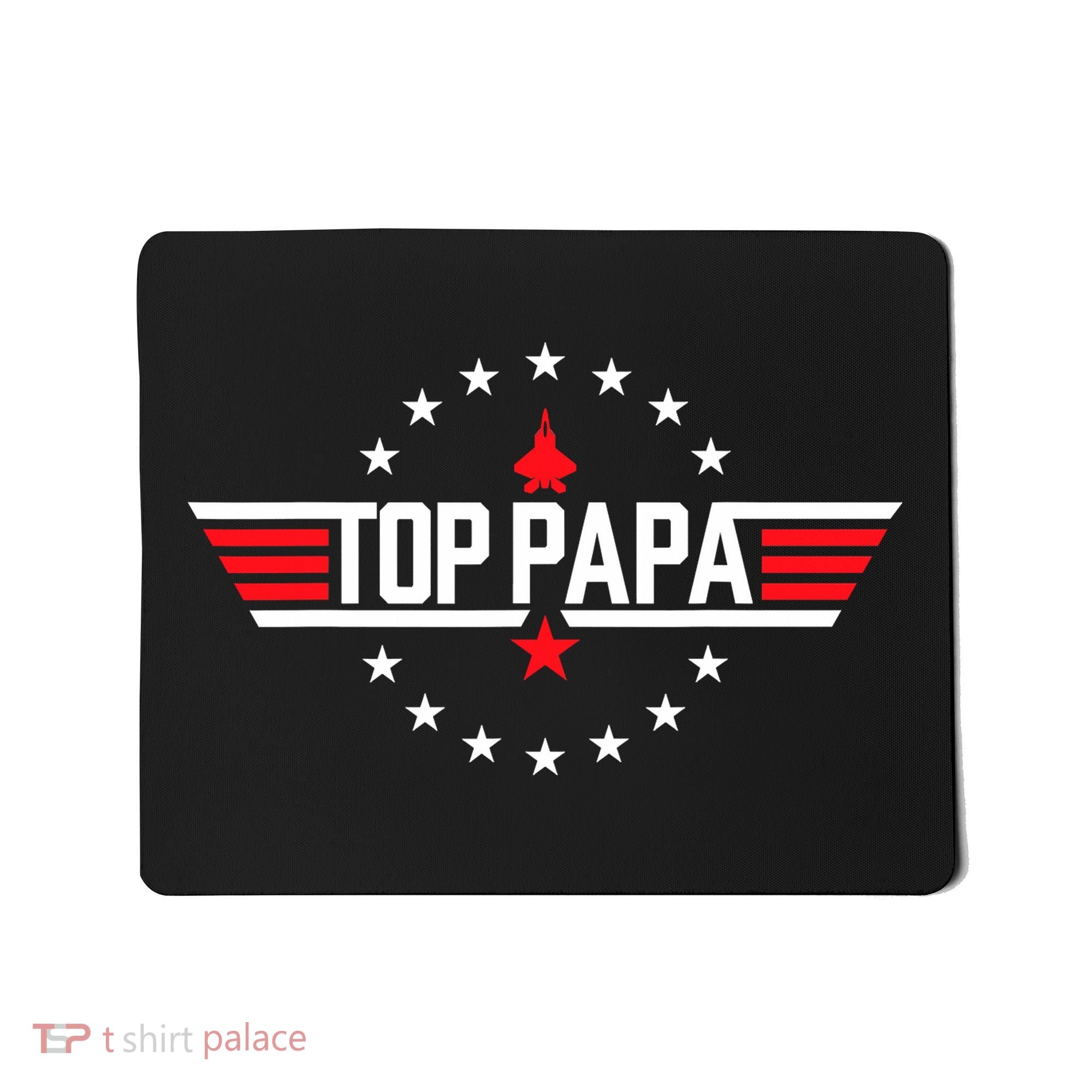Top Papa Birthday Gun Jet Fathers Day Funny 80s Father Air Mousepad