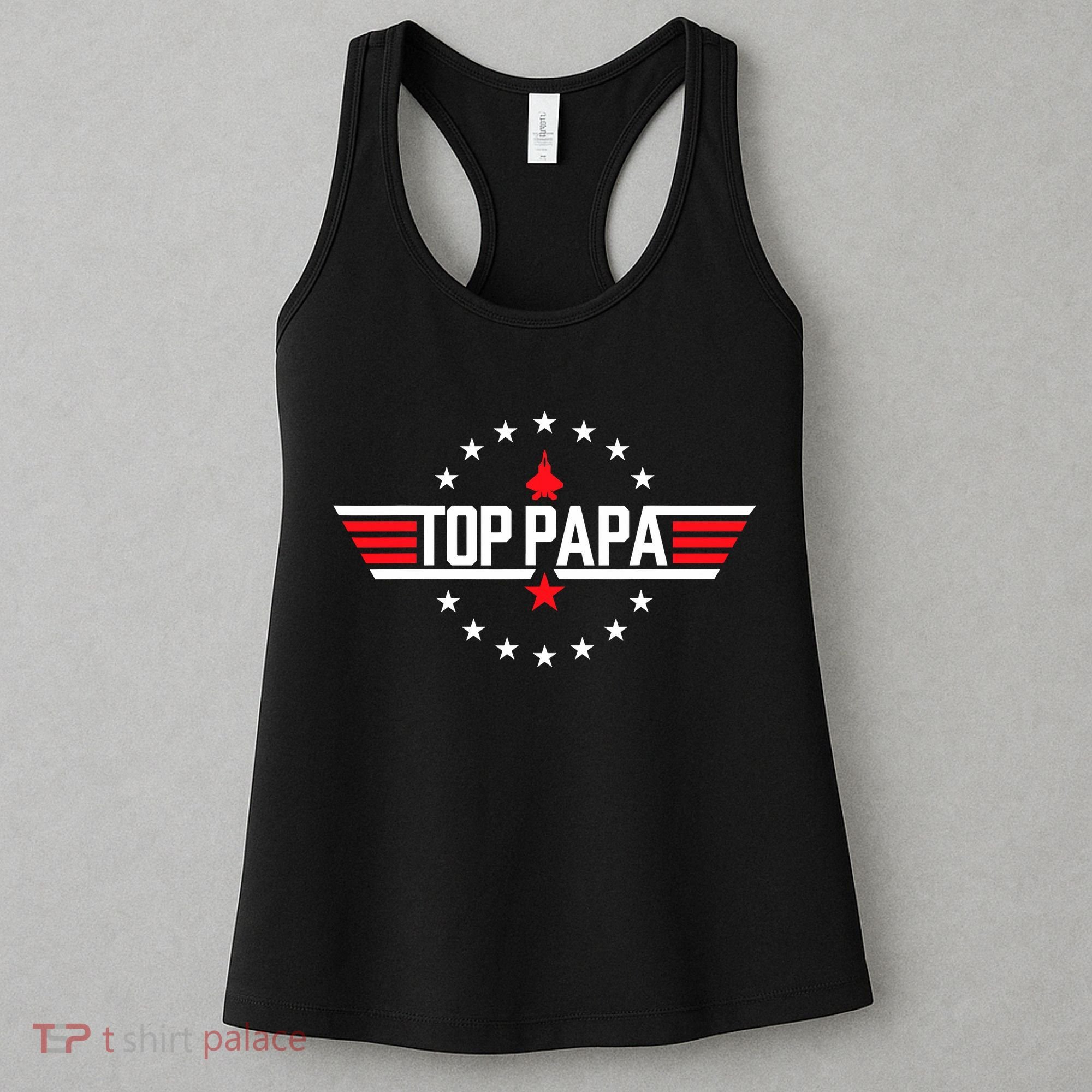 Top Papa Birthday Gun Jet Fathers Day Funny 80s Father Air Women's Tank Top