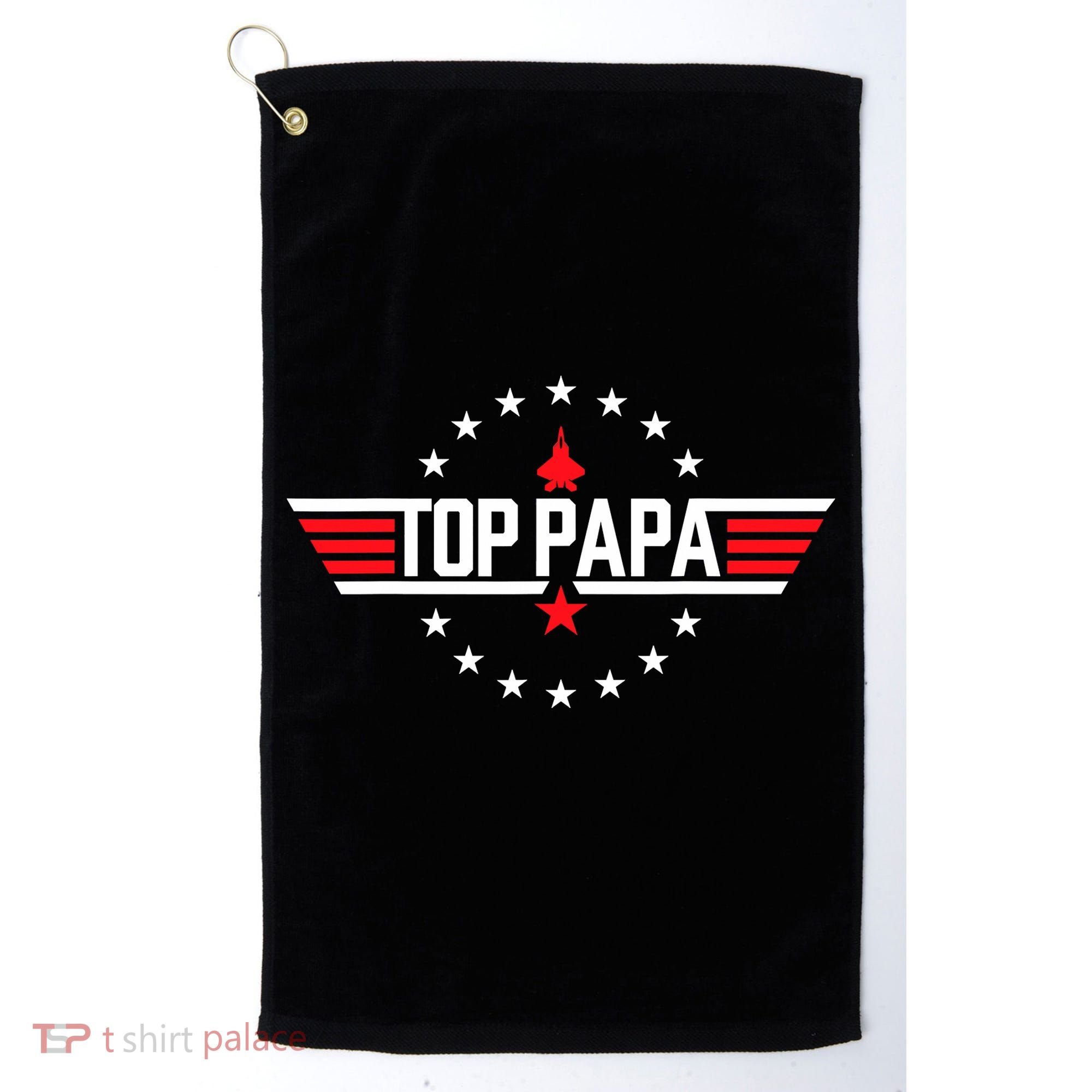 Top Papa Birthday Gun Jet Fathers Day Funny 80s Father Air Golf Towel