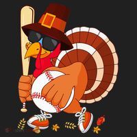 Turkey Playing Baseball Thanksgiving Turkey Baseball Player Women's Sweatshirt thumb 2