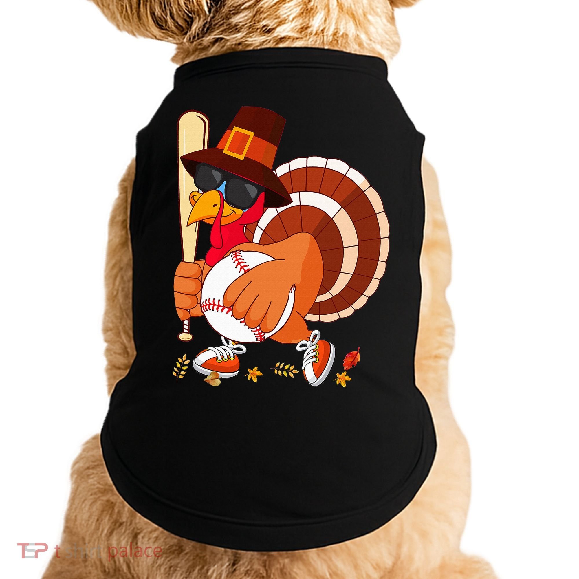 Turkey Playing Baseball Thanksgiving Turkey Baseball Player Doggie Tank