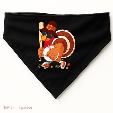 Turkey Playing Baseball Thanksgiving Turkey Baseball Player USA-Made Doggie Bandana