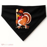 Turkey Playing Baseball Thanksgiving Turkey Baseball Player USA-Made Doggie Bandana thumb 0